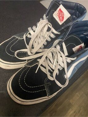Vans High-Top Sneakers in Black & Blue with White Accents